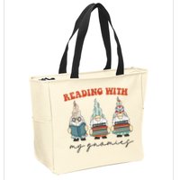 Reading With My Gnomies Funny Book Nerd Gnome Love Reading Zip Tote Bag