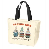 Reading With My Gnomies Funny Book Nerd Gnome Love Reading Zip Tote Bag