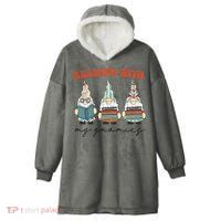 Reading With My Gnomies Funny Book Nerd Gnome Love Reading Hooded Wearable Blanket
