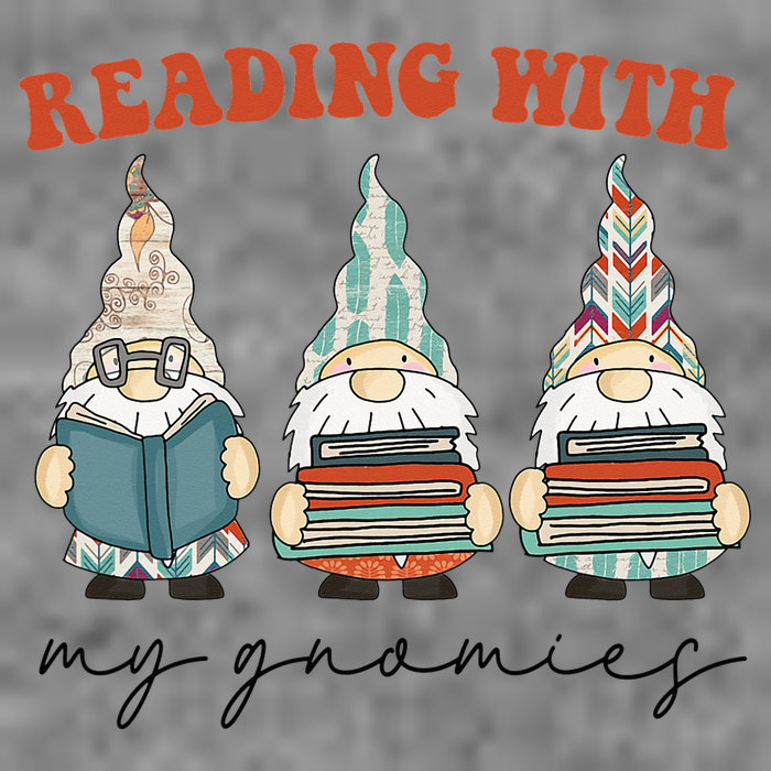 Reading With My Gnomies Funny Book Nerd Gnome Love Reading 7-Panel Snapback Hat