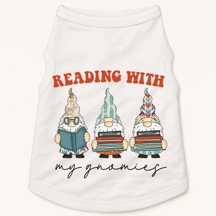 Reading With My Gnomies Funny Book Nerd Gnome Love Reading Doggie Tank