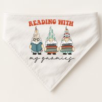 Reading With My Gnomies Funny Book Nerd Gnome Love Reading USA-Made Doggie Bandana
