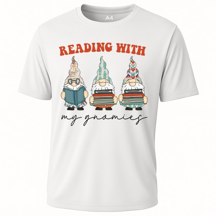 Reading With My Gnomies Funny Book Nerd Gnome Love Reading Performance Shirt