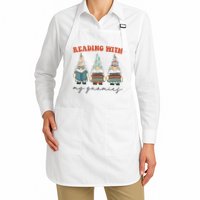 Reading With My Gnomies Funny Book Nerd Gnome Love Reading Full-Length Apron With Pockets