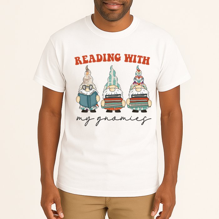 Reading With My Gnomies Funny Book Nerd Gnome Love Reading Tall T-Shirt
