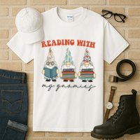 Reading With My Gnomies Funny Book Nerd Gnome Love Reading Tall T-Shirt