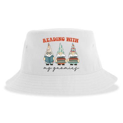Reading With My Gnomies Funny Book Nerd Gnome Love Reading Sustainable Bucket Hat