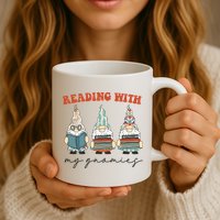 Reading With My Gnomies Funny Book Nerd Gnome Love Reading Mug