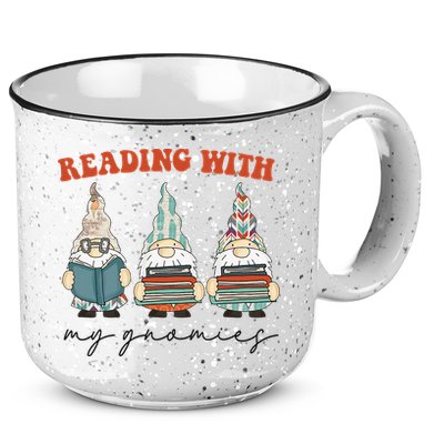 Reading With My Gnomies Funny Book Nerd Gnome Love Reading 15oz Campfire Ceramic Mug