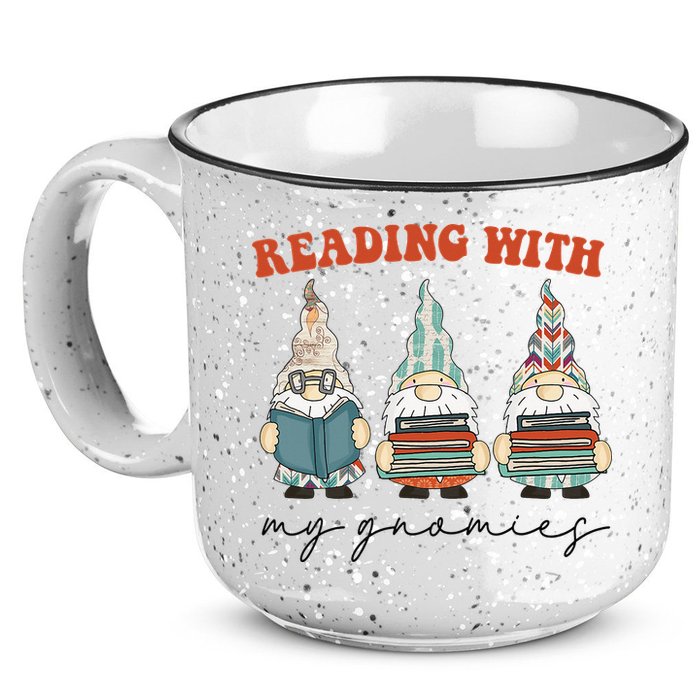 Reading With My Gnomies Funny Book Nerd Gnome Love Reading 15oz Campfire Ceramic Mug