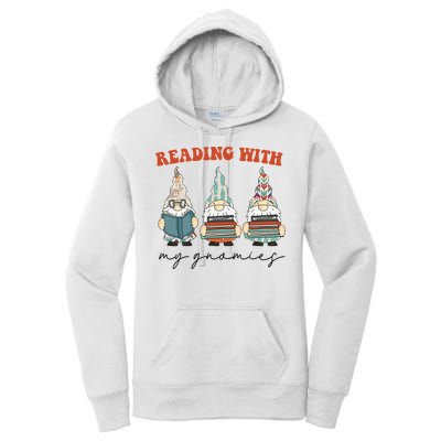 Reading With My Gnomies Funny Book Nerd Gnome Love Reading Women's Pullover Hoodie
