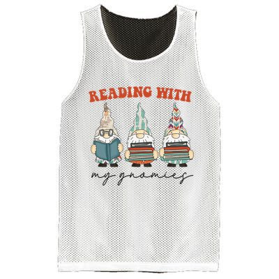 Reading With My Gnomies Funny Book Nerd Gnome Love Reading Mesh Reversible Basketball Jersey Tank