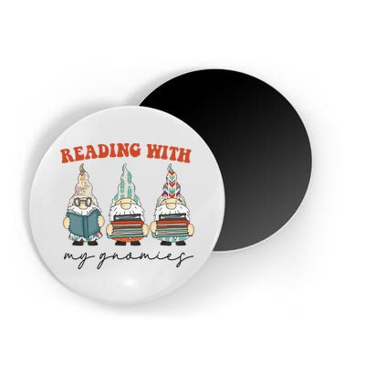 Reading With My Gnomies Funny Book Nerd Gnome Love Reading Magnet