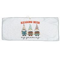Reading With My Gnomies Funny Book Nerd Gnome Love Reading Large Microfiber Waffle Golf Towel