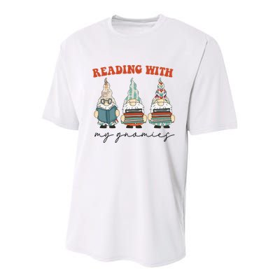 Reading With My Gnomies Funny Book Nerd Gnome Love Reading Youth Performance Sprint T-Shirt