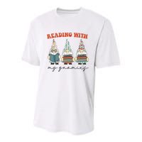 Reading With My Gnomies Funny Book Nerd Gnome Love Reading Youth Performance Sprint T-Shirt