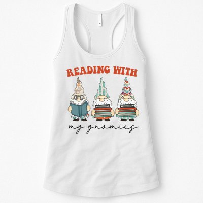 Reading With My Gnomies Funny Book Nerd Gnome Love Reading Womens Tank Top