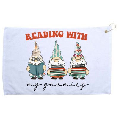 Reading With My Gnomies Funny Book Nerd Gnome Love Reading Grommeted Golf Towel