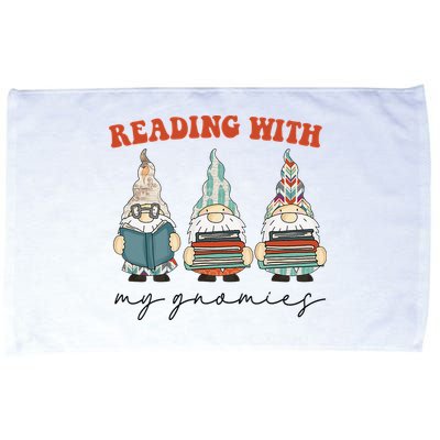 Reading With My Gnomies Funny Book Nerd Gnome Love Reading Microfiber Hand Towel