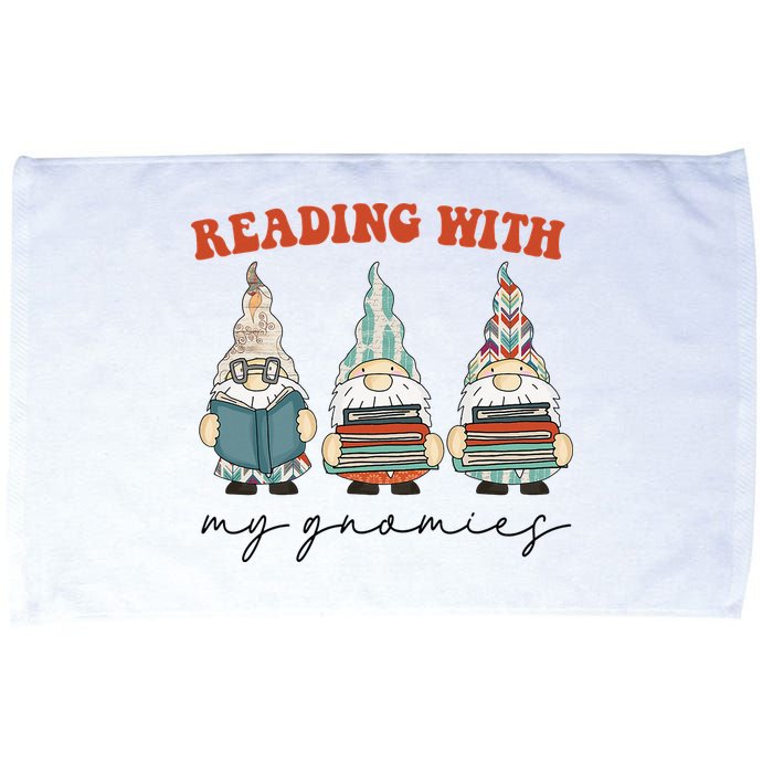 Reading With My Gnomies Funny Book Nerd Gnome Love Reading Microfiber Hand Towel