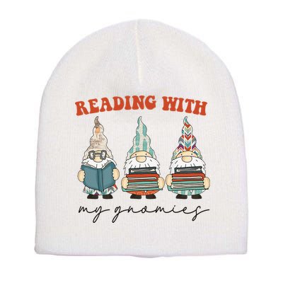 Reading With My Gnomies Funny Book Nerd Gnome Love Reading Short Acrylic Beanie