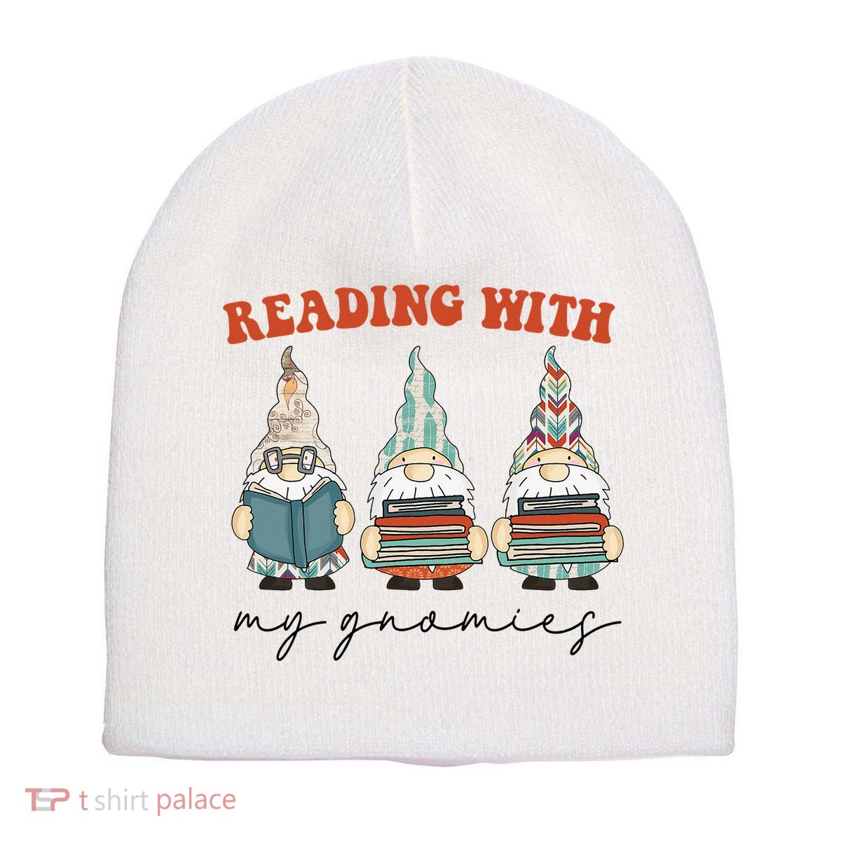 Reading With My Gnomies Funny Book Nerd Gnome Love Reading Short Acrylic Beanie