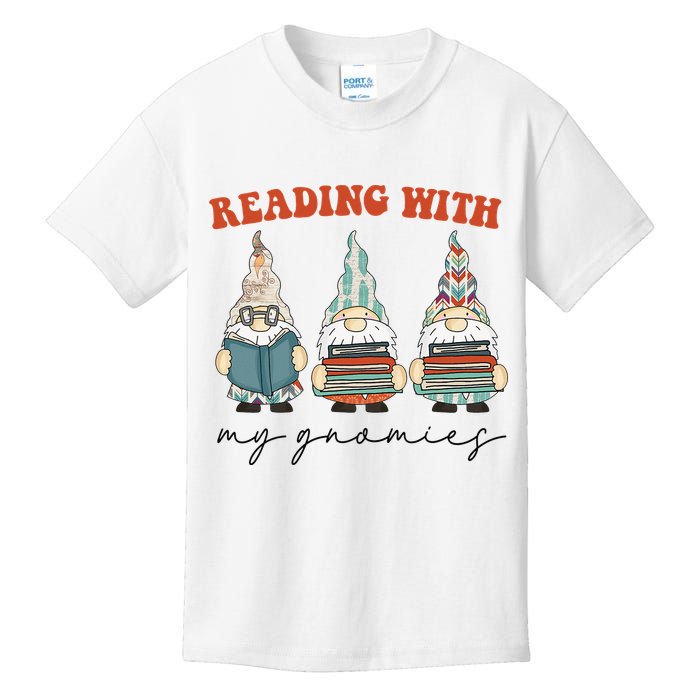 Reading With My Gnomies Funny Book Nerd Gnome Love Reading Kids T-Shirt