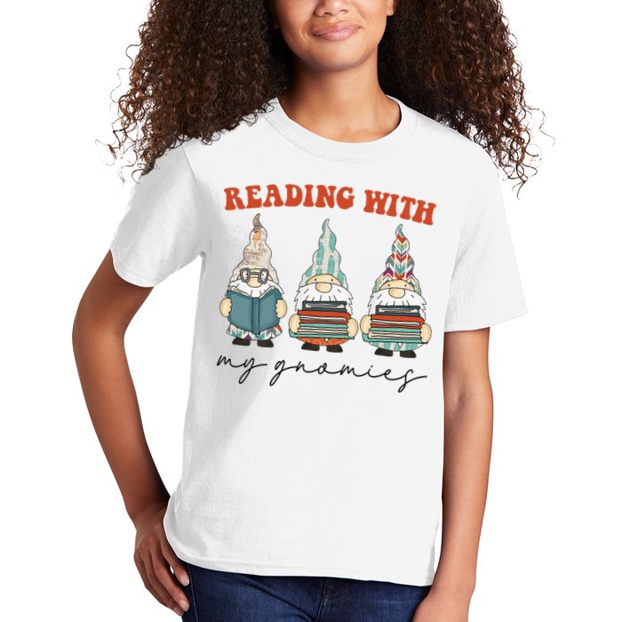 Reading With My Gnomies Funny Book Nerd Gnome Love Reading Kids T-Shirt