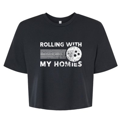 Rolling With My Homies Vintage Funny Bowling Bella+Canvas Jersey Crop Tee