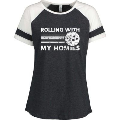 Rolling With My Homies Vintage Funny Bowling Enza Ladies Jersey Colorblock Tee