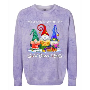 Reading With My Gnomies Book Lover Reading Lovers Christmas Colorblast Crewneck Sweatshirt