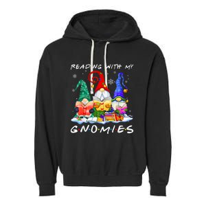 Reading With My Gnomies Book Lover Reading Lovers Christmas Garment-Dyed Fleece Hoodie