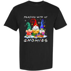 Reading With My Gnomies Book Lover Reading Lovers Christmas Garment-Dyed Heavyweight T-Shirt