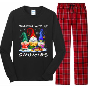 Reading With My Gnomies Book Lover Reading Lovers Christmas Long Sleeve Pajama Set