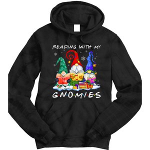 Reading With My Gnomies Book Lover Reading Lovers Christmas Tie Dye Hoodie