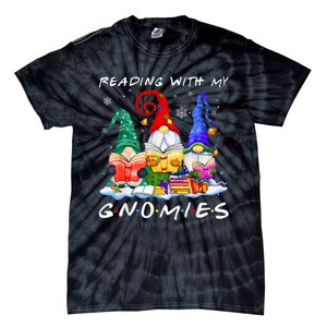 Reading With My Gnomies Book Lover Reading Lovers Christmas Tie-Dye T-Shirt