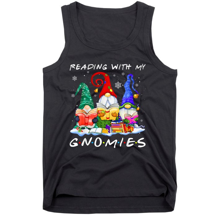 Reading With My Gnomies Book Lover Reading Lovers Christmas Tank Top