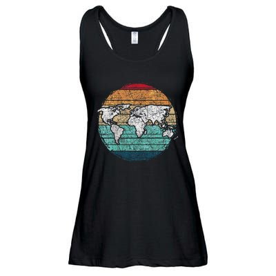 Retro World Map Ladies Essential Flowy Tank