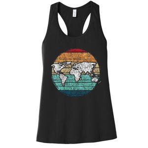 Retro World Map Women's Racerback Tank