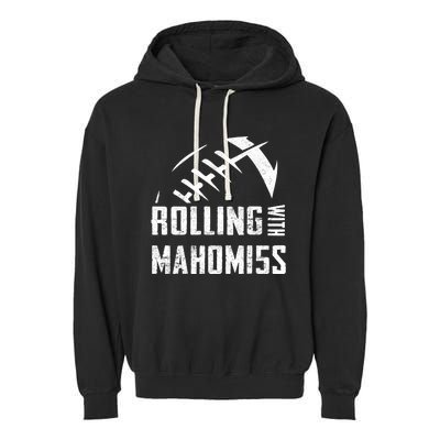 Rolling With Mahomes KC Football Sports Distressed Vintage Garment-Dyed Fleece Hoodie