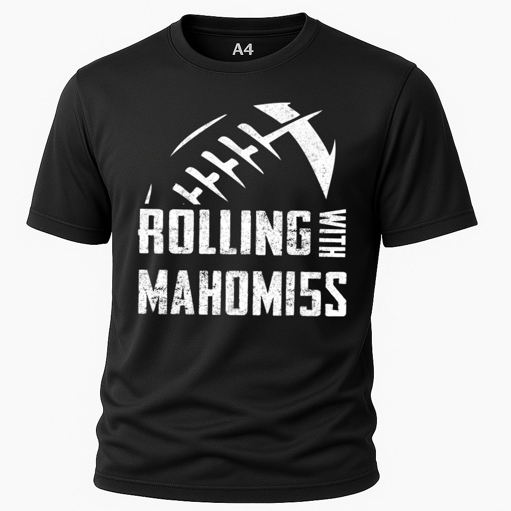 Rolling With Mahomes KC Football Sports Distressed Vintage Cooling Performance Crew T-Shirt
