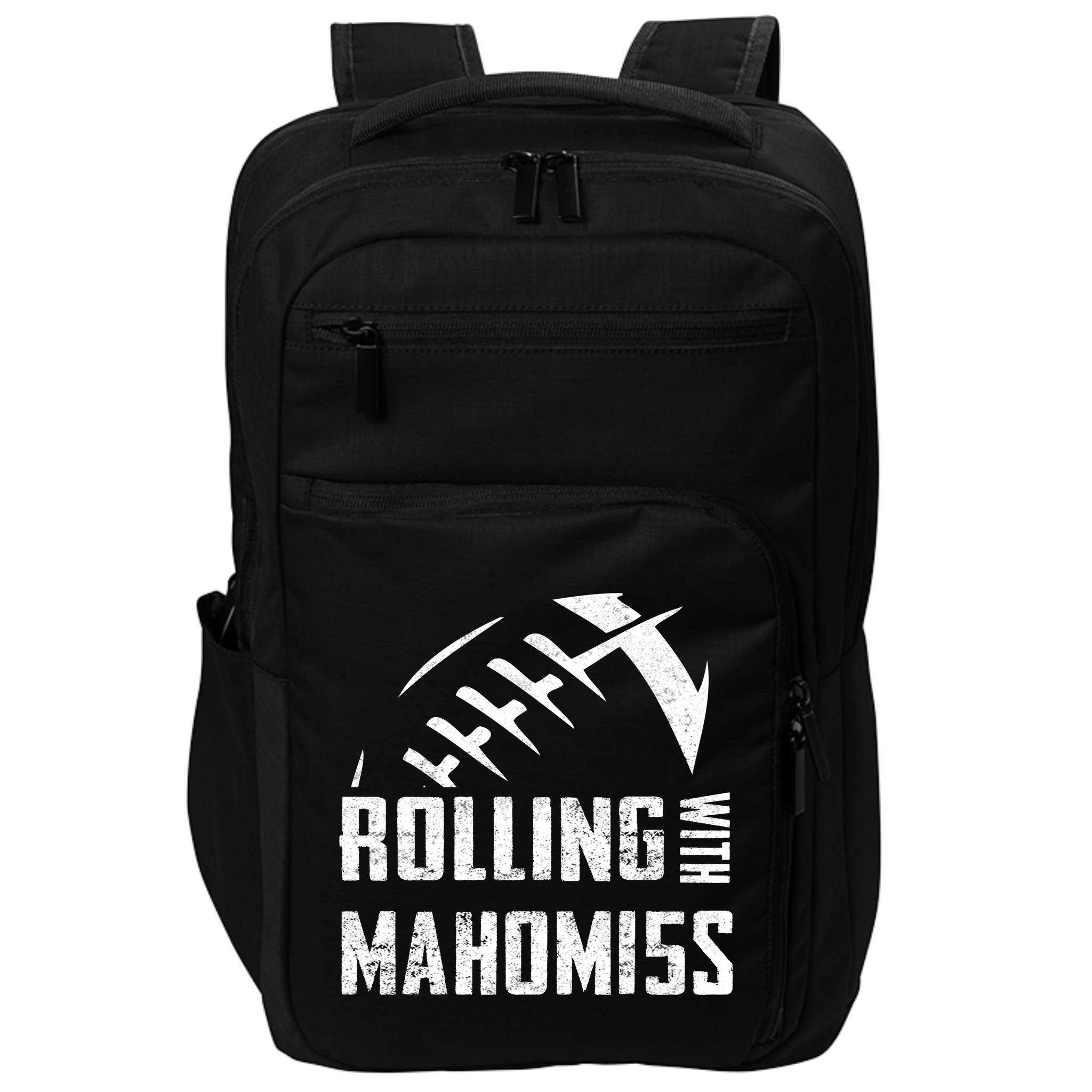 Rolling With Mahomes KC Football Sports Distressed Vintage Impact Tech Backpack