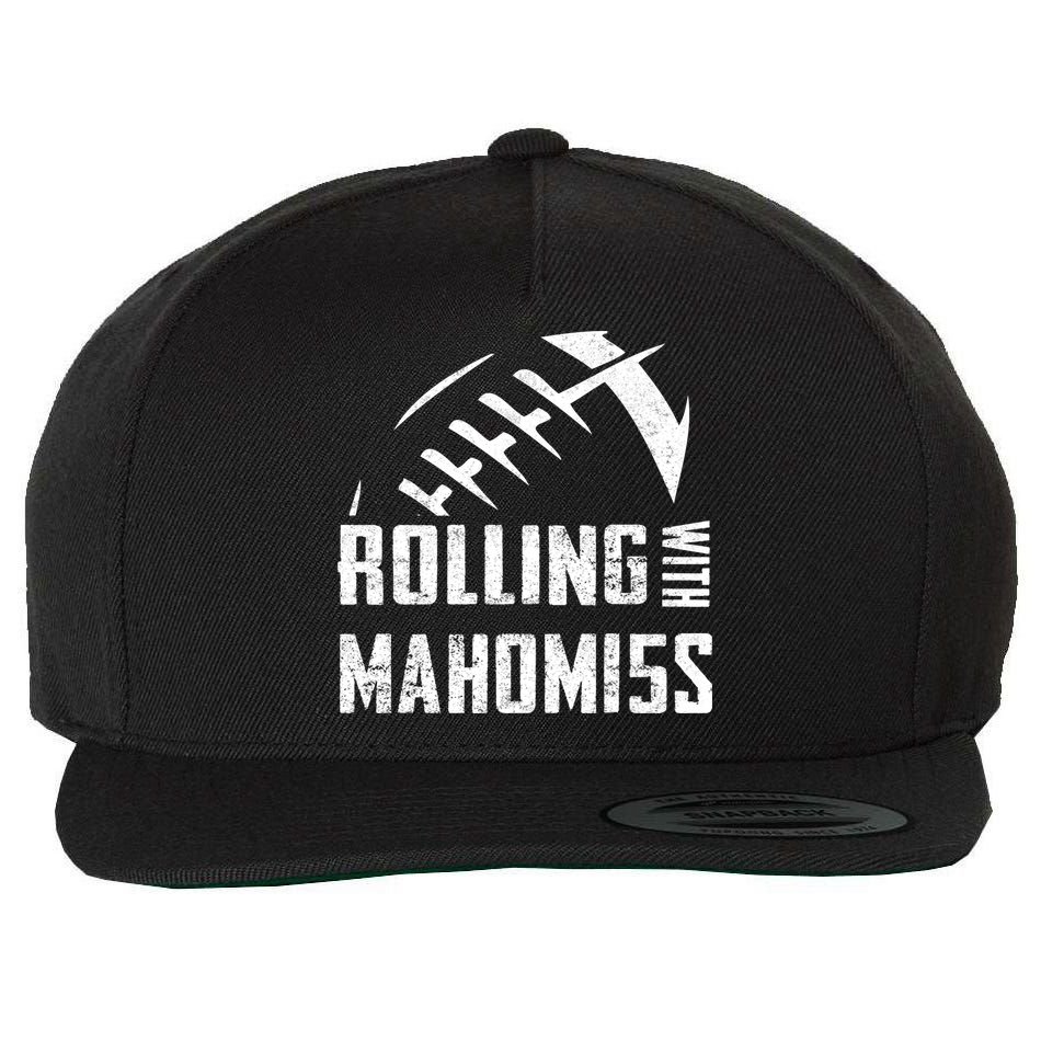 Rolling With Mahomes KC Football Sports Distressed Vintage Wool Snapback Cap