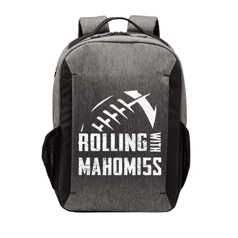 Rolling With Mahomes KC Football Sports Distressed Vintage Vector Backpack