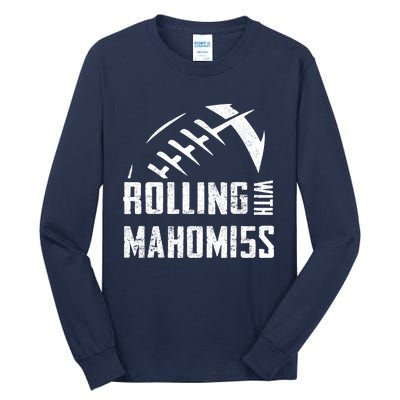 Rolling With Mahomes KC Football Sports Distressed Vintage Tall Long Sleeve T-Shirt