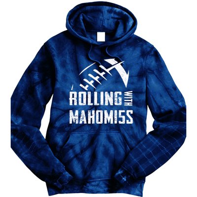 Rolling With Mahomes KC Football Sports Distressed Vintage Tie Dye Hoodie