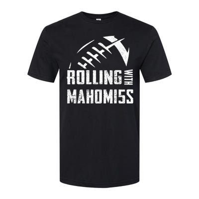 Rolling With Mahomes KC Football Sports Distressed Vintage Softstyle CVC T-Shirt