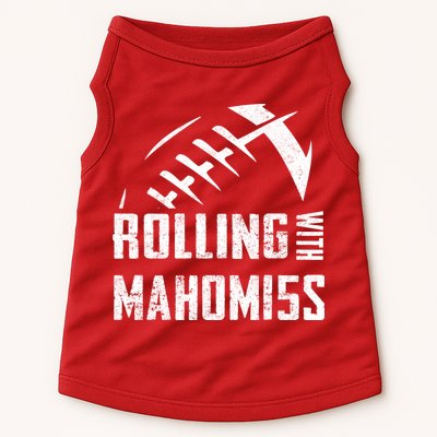 Rolling With Mahomes KC Football Sports Distressed Vintage Doggie Tank