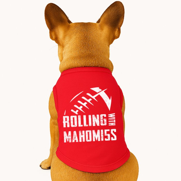 Rolling With Mahomes KC Football Sports Distressed Vintage Doggie Tank