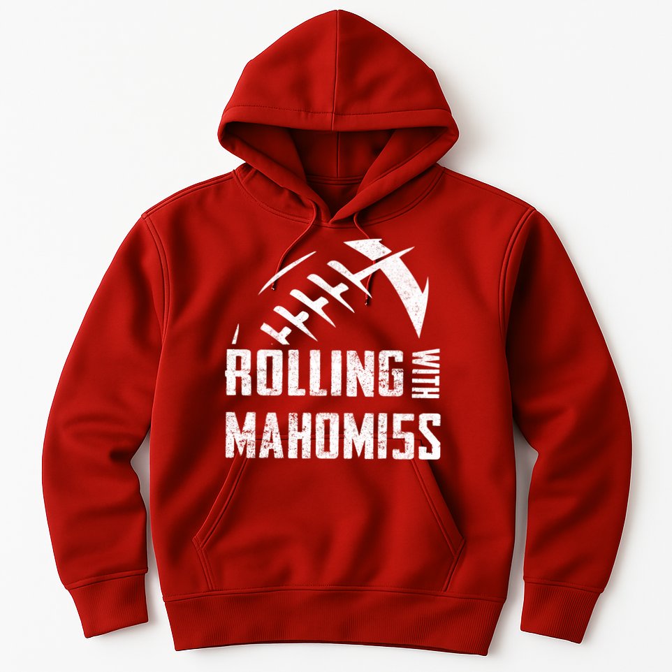Rolling With Mahomes KC Football Sports Distressed Vintage Hoodie